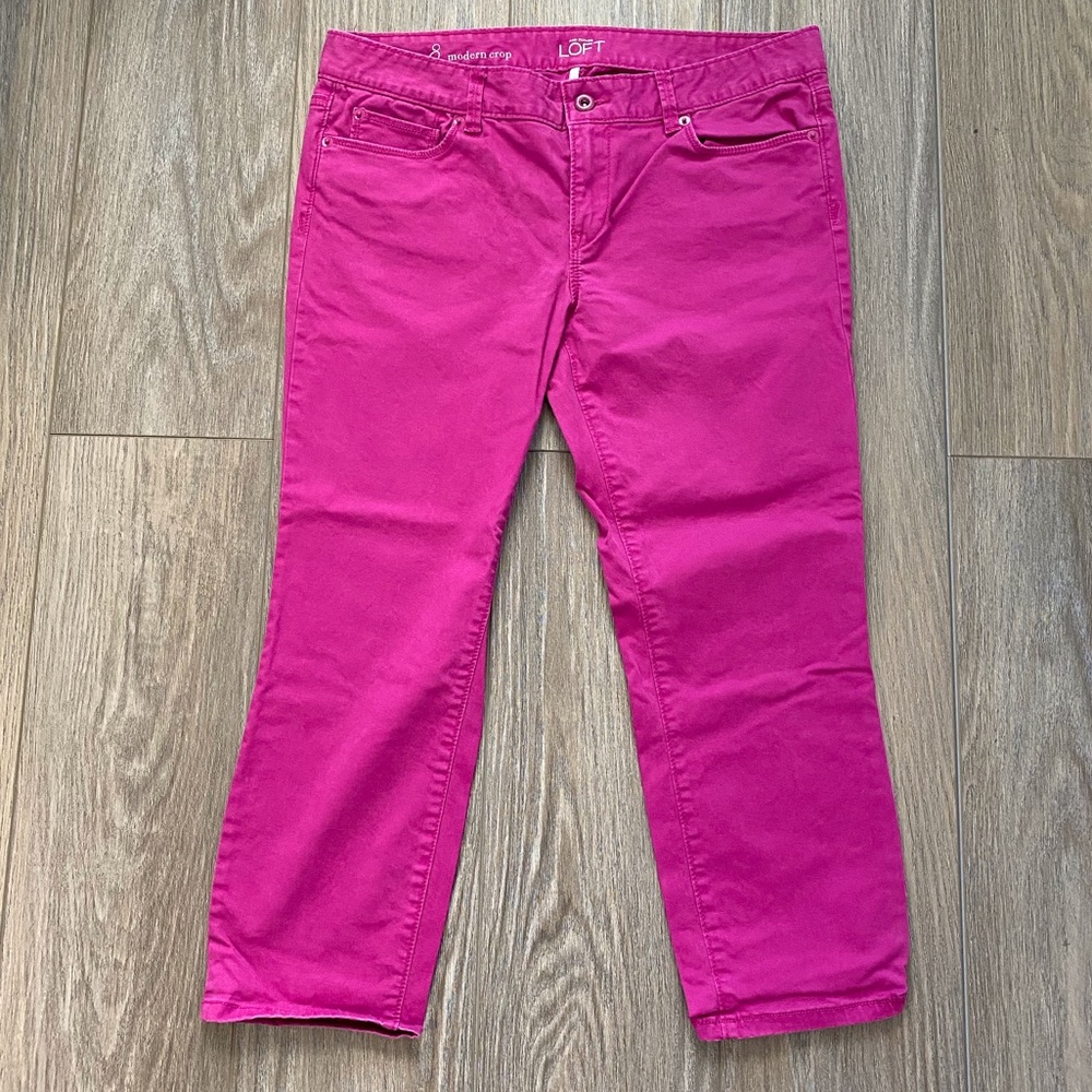 Ann Taylor LOFT Modern Crop capri pants 8 pink